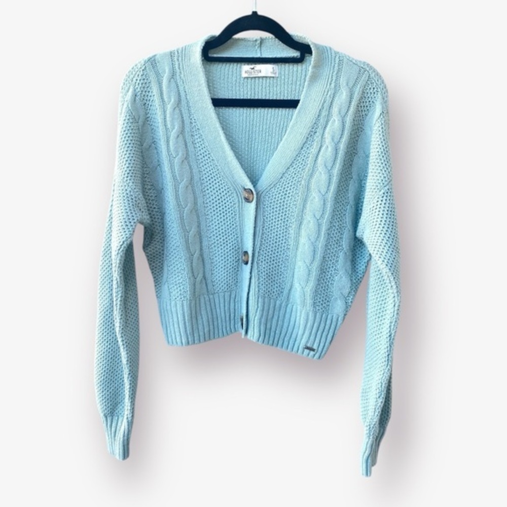 Hollister Sky Blue Cable Knit Cardigan Size S
